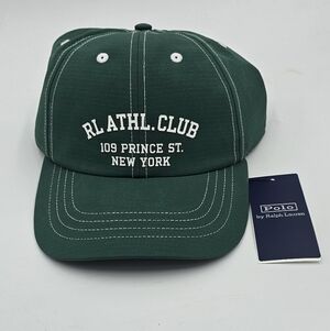 Polo Ralph Lauren RL Athletic Club P Wing 6 Panel Ribstop Ball Cap Hat Green